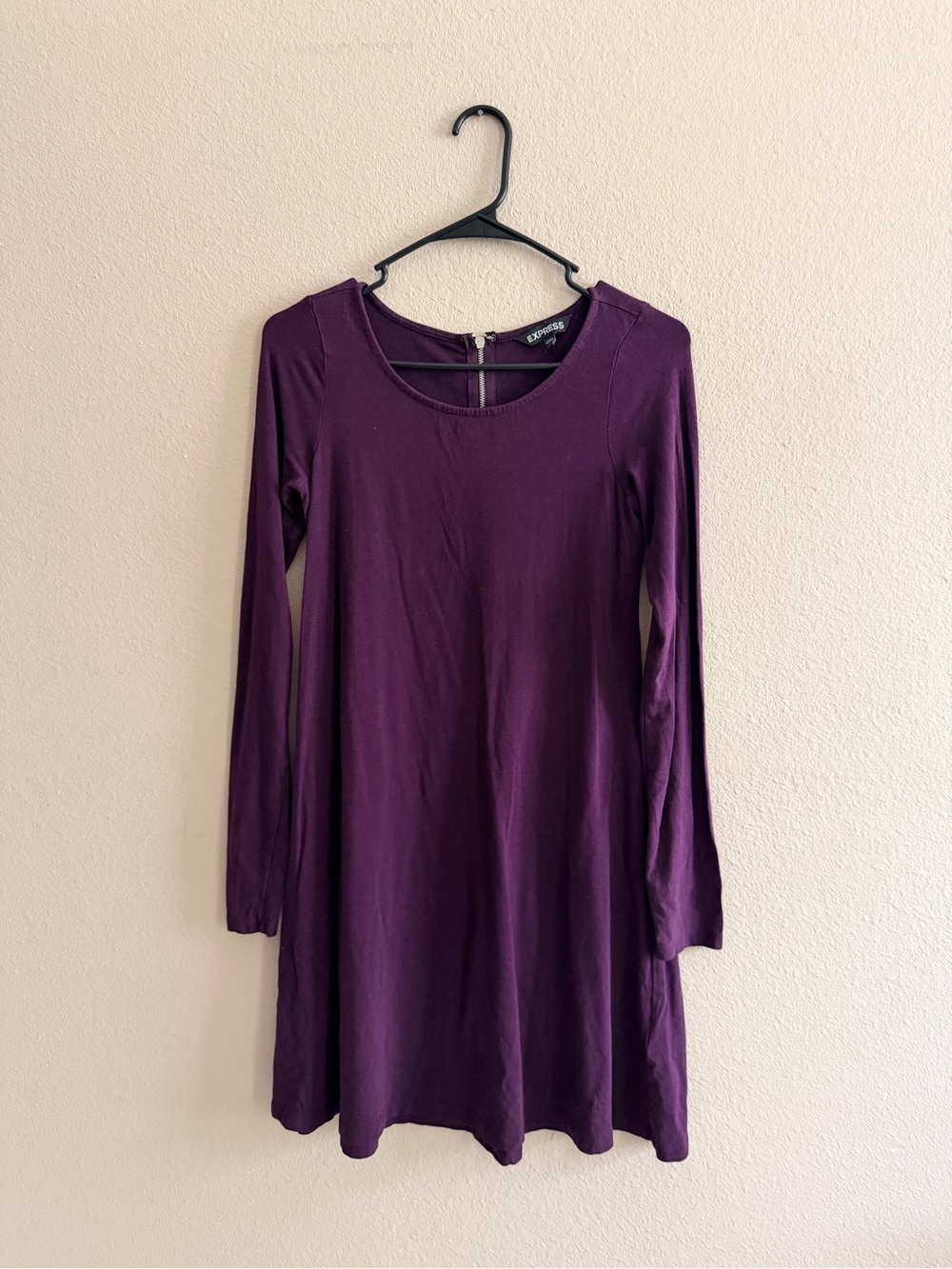 Express Purple Long Sleeve Mini Dress